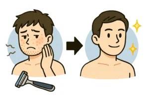 肌荒れ・カミソリ負けから解放されることで、肌質が改善するイラスト